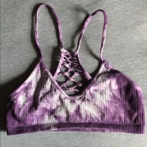 free people purple tie dye bralette xs/s